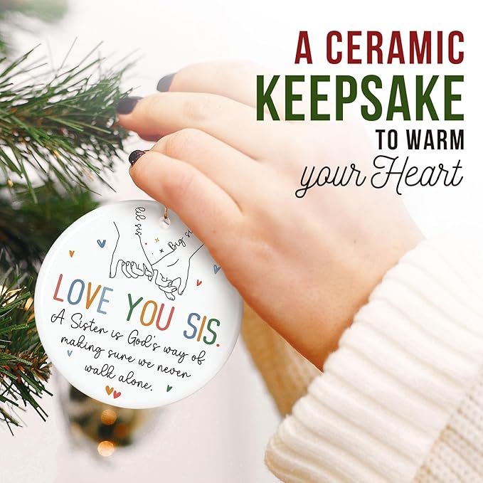 ZAGKOO Sister Ornament 2025 - Sisters Gifts for Women - Birthday, Christmas Ideas for Older Sisters Adult, Big Sis, Little Sis, Sister-in-Law We Never Walk Alone Ceramic Ornament - Sisterhood Keepsake