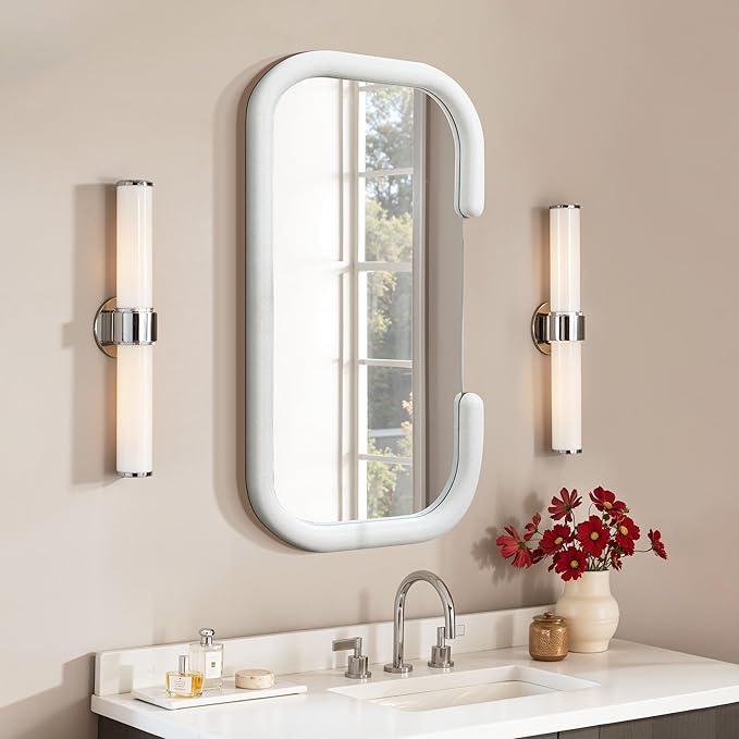 LuxenHome Asymmetrical Wall Mirror for Bathroom, 21.5"x40.5" Large C-Framed Wall Mounted Decorative Vanity Mirror for Living Room Bedroom Decor, Hanging Sculptures Accent for Entryway Hall Home Decor