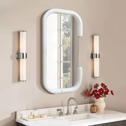 LuxenHome Asymmetrical Wall Mirror for Bathroom, 21.5"x40.5" Large C-Framed Wall Mounted Decorative Vanity Mirror for Living Room Bedroom Decor, Hanging Sculptures Accent for Entryway Hall Home Decor