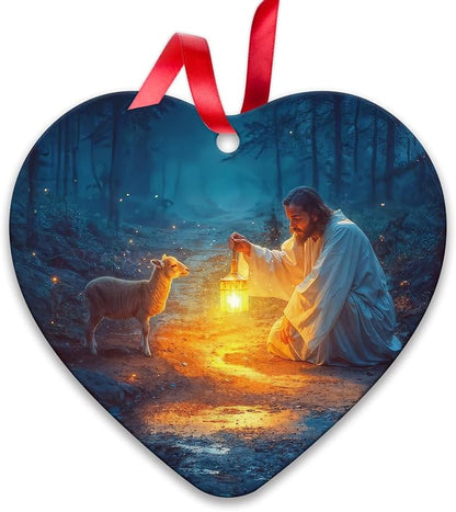 Baptism Gifts for Boys or Girl,Christmas Ornaments for Christmas Tree Decorations Jesus and Lamb Birthday Gift for Women Christian Gifts for Women C-319