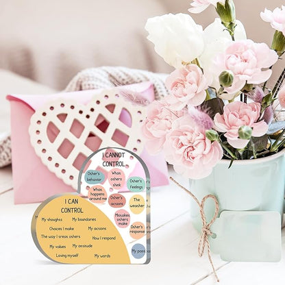 Things I Can Control Mental Health Decor, Acrylic Heart Gifts Mindfulness Decor for Therapy Office , School Counselor Sign Therapist Office Art Decorations for Therapist Office Living Room Bedroom