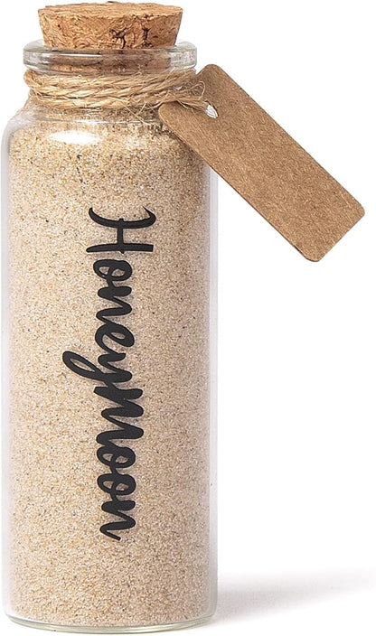 Honeymoon Sand Keepsake Jar，Bridal Shower, Wedding, Engagement, Honeymoon, Travel Gift for Couples, Newlywed, Fiance(Gift Box Includes) - 40ml Cylindrical Shape Glass
