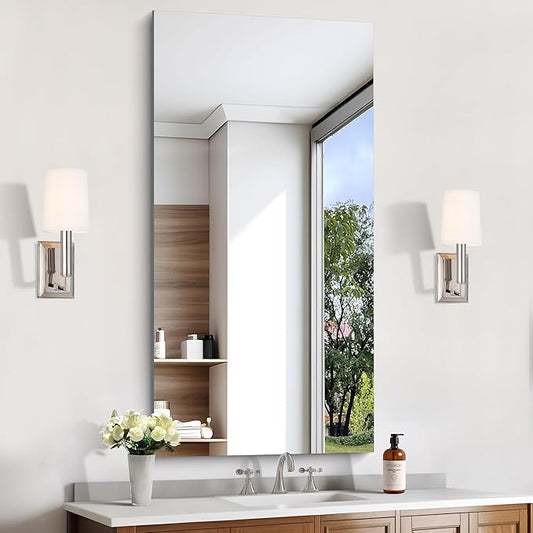 KOCUUY Frameless Mirror,24x48 Inch Rectangle Bathroom Vanity Mirror for Over Sink, Upgraded Shatterproof Unframed Design for Bedroom, Living Room, Entryway