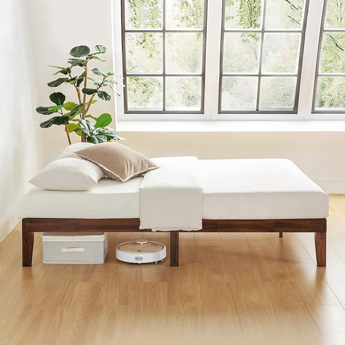 Mellow Naturalista Classic 12-Inch Solid Wood Platform Bed | Wooden Slats, No Box Spring Needed, Easy Assembly | Twin, Espresso