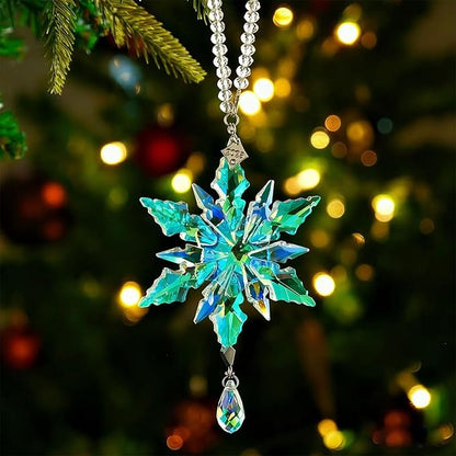 2025 Annual Christmas Ornaments Crystal Snowflake Star - Christmas Tree Ornaments Pendant Sun Catcher Home Hanging Decor (2025 Colored Crystal 3 Layers)