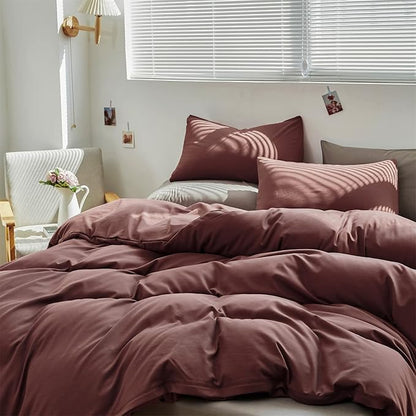 CLOTHKNOW Brick Red Comforter Set King Brownish Bedding Comforter Sets Rust Red Comforter King Soft Blackish Comforter with 2 x Pillow Cases