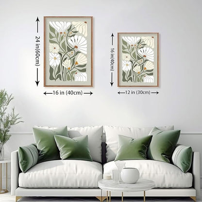 ILLBDR Framed Wall Art Wildflower Floral Canvas Wall Art Botanical Print Set of 3, Flower Illustrations Minimalist Modern Artwork Boho Abstract Decor for Living Room Bedroom Bathroom, 16x24 inch