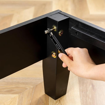 Mellow Naturalista Grand 12 Inch Solid Wood Platform Bed with Wooden Slats, Easy Assembly, Full, Black