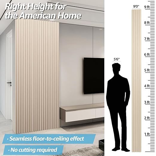 Art3d WPC Slat Wall Panels, 8-Pack 108 x 6 Inch 3D Wall Accents for Interior Wall Decor, Living Room, Bedroom, Oak