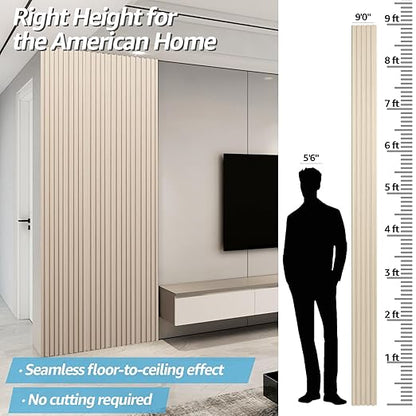 Art3d WPC Slat Wall Panels, 8-Pack 108 x 6 Inch 3D Wall Accents for Interior Wall Decor, Living Room, Bedroom, Oak