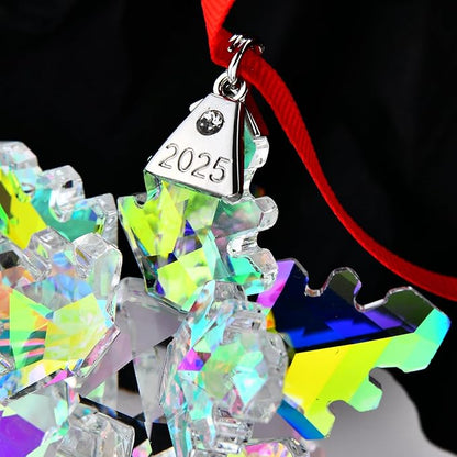Annual Edition 3D Ornament 2025 Crystal Christmas Ornaments,Christmas Tree Ornaments Crystal Sun Catcher Home Hanging Decor,Holiday Christmas Decor & Collector’s Gift (3D-Colorful)