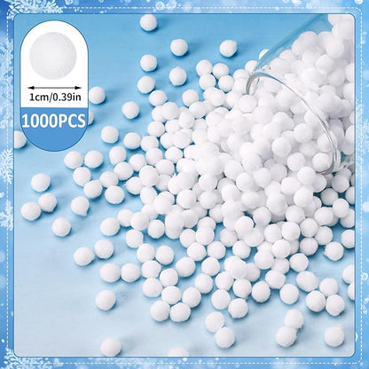 SEPGLITTER Christmas Pom Poms Balls, 1000 Pieces Light White Pompoms Pom Poms for Crafts Making DIY Holiday Christmas Decorations Supplies (0.4 inch/1 cm )