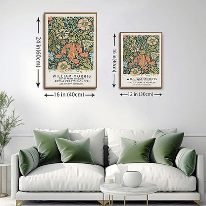 ILLBDR William Morris Framed Wall Art Vintage Aesthetic Canvas Wall Art Set of 3 Colorful Floral Prints Botanical Artwork Modern Gallery Pictures Decor for Bedroom Living Room 16x24 Inch