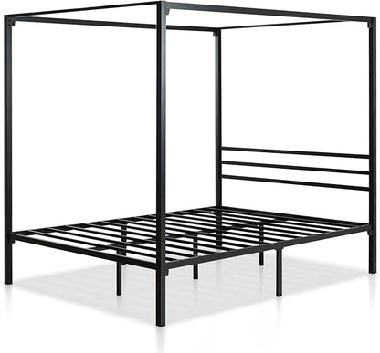 ZINUS Patricia Black Metal Canopy Platform Bed Frame, Mattress Foundation with Steel Slat Support, No Box Spring Needed, Easy Assembly, Full