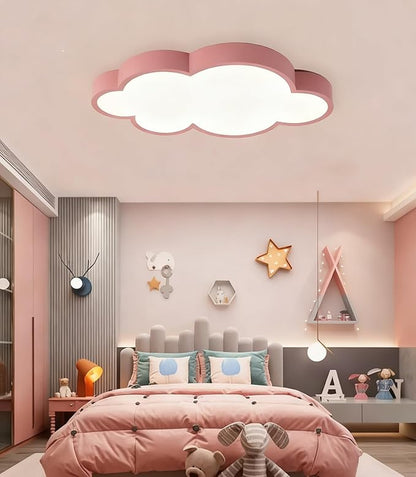 Modern Kids Room Ceiling Light,Close to Ceiling Light Fixtures with Remote Led Ceiling Lamp,Ceiling Lighting Fixture for Kids Bedroom/Kindergarten/Hallway/Balcony (Pink, 19in)