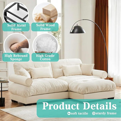 SoarFlash L Shaped Couches for Living Room, Small Sectional Sofa Set with Reversible Chaise, Modern Designed Sleeper Sofas and Modular Couch Function, Suitable for Small Spaces in Apartment, Beige