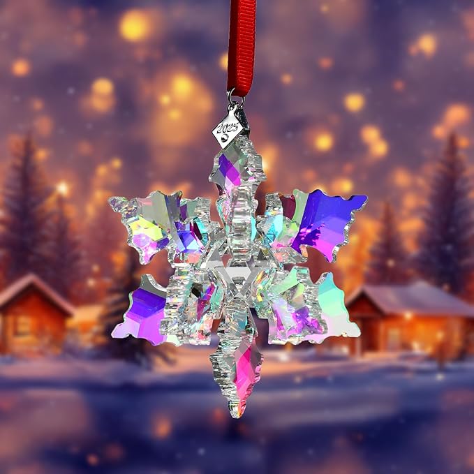 2025 Annual Edition 3D Crystal Snowflake Ornament Christmas Ornament Home Decor Gift (2025-Multicolour 3D)