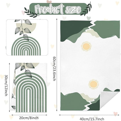 Boho Kitchen Dish Towels 4 Pack Mountains Rivers Absorbent Decorative Tea Towels