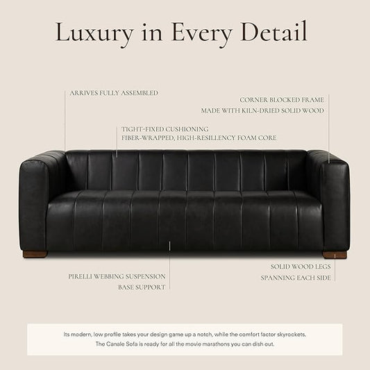 POLY & BARK Canale 86" Sofa in Onyx Black