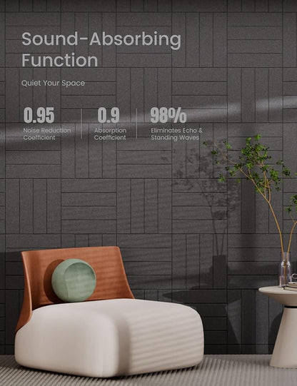 Bumusty Large Cork Board Alternative-47 x35 Felt Bulletin Board Tiles, with 30 Pushpins, 70 Adhesive Tabs, 12-Pack Slat Wall Paneling, Cork Boards for Office Push Pin Board Felt Board-Charcoal Gray