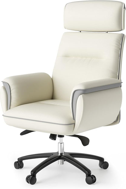 EUREKA ERGONOMIC Microfiber Leather Office Chair Ergonomic Desk Chair, Executive Chair Office Gaming Chair, Comfy Big and Tall Office Chair with Elevatable Headrest & Padded Armrests, Beige