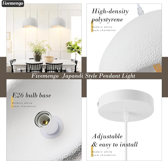 11.8in Small Wabi Sabi Pendant Lights Hanging Lamp Lighting Fixture Ceiling Mount White Modern Japanese Lamp Japandi Chandelier for Dining Living Room Hallway Bedroom Restaurant