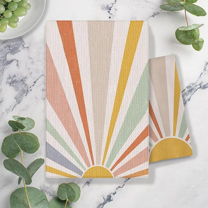 Boho Kitchen Dish Towels Set Decorative Absorbent Tea Towels Farmhouse Hand Towels Boho Style