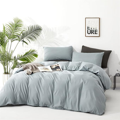 CLOTHKNOW Light Blue California King Comforter Set Dusty Blue Bedding Comforter Sets Soft Comforter with 2 x Pillow Cases