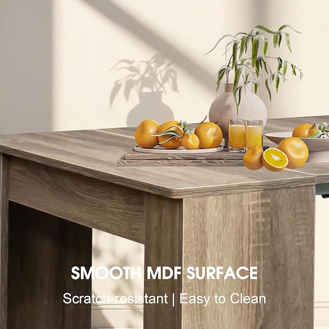 21''- 98.43'' Extendable Dining Room Table, Expandable Dining Table, Modern Large Table, for 2-9 Person(with Shelf), Barnwood Brown