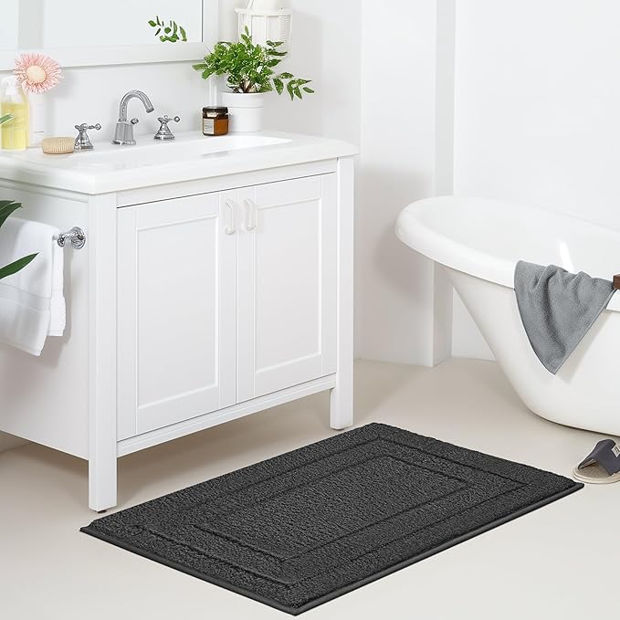 GRANNY SAYS Bathroom Rug Mat, Bath Mats for Bathroom Non-Slip, 24" x 36", Super Soft and Water Absorbent, Microfiber Bath Rugs, Machine Wash Dry, Large Bath Rugs for Floor, Charcoal Gray