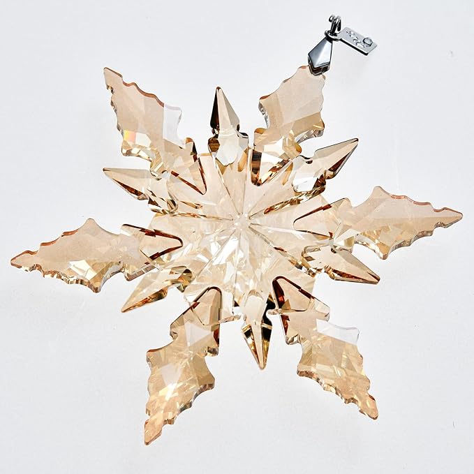 2025 Edition Crystal Snowflake Ornament Christmas Tree Ornament Home Decor Gift (2025-Champagne)