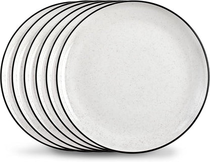 Ceramic White Dinner Plates Set of 6, 10.5 Inch Plates for Kitchen, Microwave Oven and Dishwasher Safe, Modern Dishes Set for Pasta,Steak, Dessert, Salad