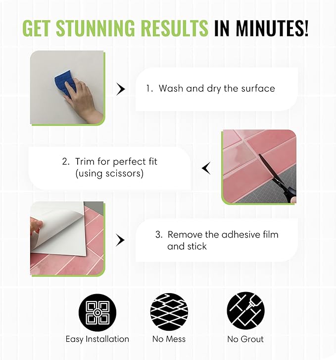 5 Pack Peel and Stick Backsplash Subway Tiles, Extra Thick 3D Wall Panels, Heat & Water Resistant, Easy DIY Kitchen, Bathroom, Laundry, Fireplace & Rental Home Wall Décor (12 x 12 in), Blue