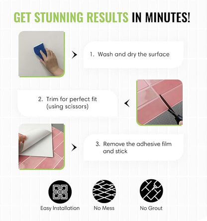 5 Pack Peel and Stick Backsplash Subway Tiles, Extra Thick 3D Wall Panels, Heat & Water Resistant, Easy DIY Kitchen, Bathroom, Laundry, Fireplace & Rental Home Wall Décor (12 x 12 in), Blue