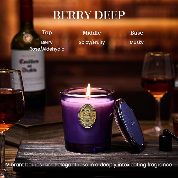 M&SENSE Natural Strong Soy Candle | Berry Rose & Purple | 9.2 oz, 50H Burn Time | Luxury Scented Candle for Relaxation, Gifting, Home Décor | Ideal for Bedroom, Office, Party Ambiance