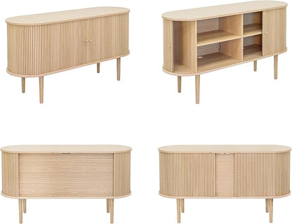 WERMO 55'' Sideboard Storage Cabinet with Doors and Shelves - Wood Credenza for Living Room, Bedroom, Entryway and Home Office Cabinet. Kitchen Buffet, Modern Media Console Table with Storage (Oak)