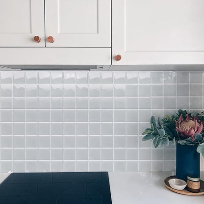 Alwayspon 10 Sheets 10"x10" Grey 3D Vinyl Backsplash Tiles, Self-Adhesive Peel and Stick Wall Tile Stickers Stick on Subway Tiles for Kitchen Bathroom Wall