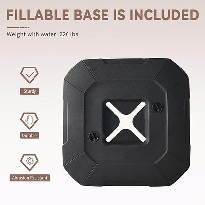 10' X 10' Cantilever Patio Umbrella Outdoor with Base Included Heavy Duty Double Top Windproof Square Offset Umbrellas with 360-degree Rotation for Pool Deck Backyard, Brown