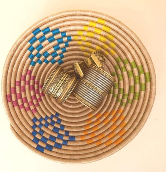 Medium Colorful Diamond Sisal Basket Tray