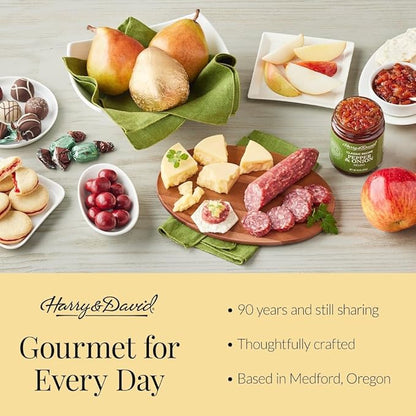 Harry & David Deluxe Meat & Cheese Gift Box, Gourmet Sausage, Assorted Cheeses, Crackers & Mixed Nuts, Charcuterie Board Gift Basket For Cheese Lovers, Meat And Cheese Gift Basket For All Occasions