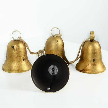 Styleonme Decorative Bells, Christmas Decor Bells, Huangma Hanging Rope Metal Decorative Bull Bell, Classic Bell-Shaped Bell, Vintage Handmade Rustic Lucky Christmas Cow Bells