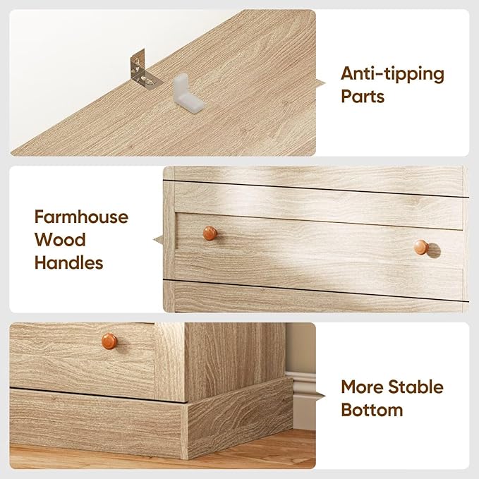 Vyre 71" Tall Farmhouse Bookshelves with Drawers, Set of 4 – Large Modular Bookcase with Adjustable Shelves, Storage Cabinet for Living Room, Kitchen, Home Office, Brown