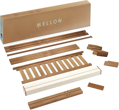 Mellow Marley 14 Inch Solid Wood Platform Bed with Paneled Headboard, Natural Pine, King