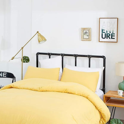 CLOTHKNOW Yellow King Size Comforter Set Dark Yellow Bedding Comforter Sets Soft Women Men Comforters with 2 x Pillow Cases