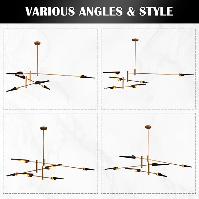 76” Industrial Pendant Light 6-Lights Adjustable Farmhouse Chandelier Modern Pendant Lighting Fixtures for Dining Room Living Room Kitchen Island Bedroom, UL Listed