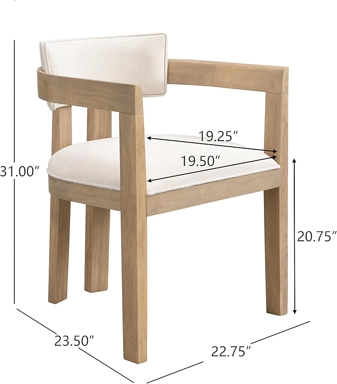 Christopher Knight Home Falcon Fabric Upholstered Dining Chairs Set of 2, Modern Wooden Dining Curved Backrest Kitchen Side Chair, Living Room for Extra Seat, Light Ash+Beige