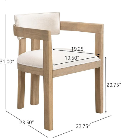 Christopher Knight Home Falcon Fabric Upholstered Dining Chairs Set of 2, Modern Wooden Dining Curved Backrest Kitchen Side Chair, Living Room for Extra Seat, Light Ash+Beige