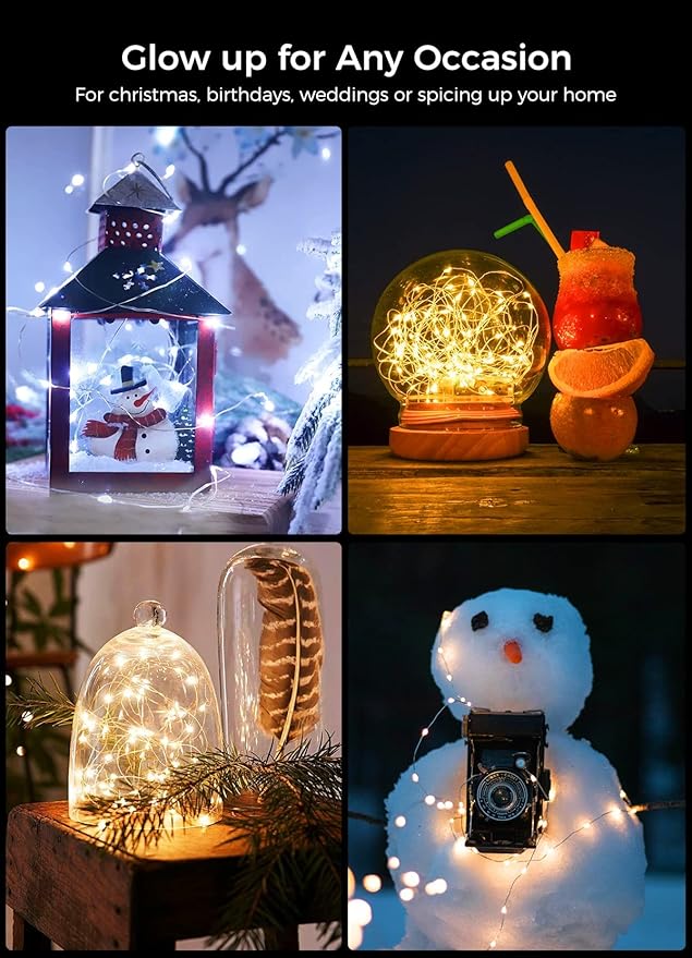 Brightown 12 Pack Led Fairy Lights Battery Operated String Lights Waterproof Silver Wire 7 Feet 20 Led Firefly Starry Moon Lights for DIY Wedding Party Bedroom