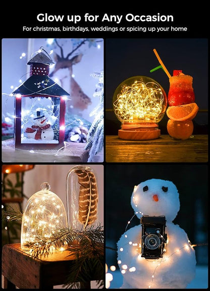 Brightown 12 Pack Led Fairy Lights Battery Operated String Lights Waterproof Silver Wire 7 Feet 20 Led Firefly Starry Moon Lights for DIY Wedding Party Bedroom