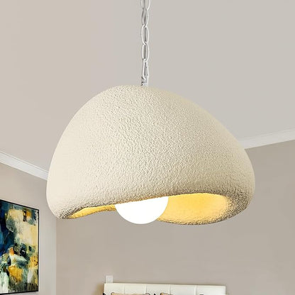 Wabi Sabi Pendant Lights,9.8in White Modern Pendant Light Resin Hanging Lamp Kitchen Island Lighting Modern Japandi Chandelier for Dining Room Bedroom Hallway Restaurant Foyer